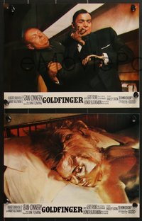 7b0195 GOLDFINGER 6 French LCs R1970s c/u of Sean Connery as James Bond with sexy Shirley Eaton!