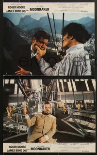 7b0194 MOONRAKER 7 French LCs 1979 many images of Roger Moore as James Bond, different!