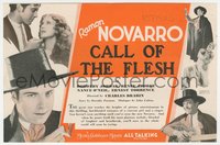 7b1298 CALL OF THE FLESH herald 1930 opera singer Ramon Novarro & pretty Renee Adoree, rare!