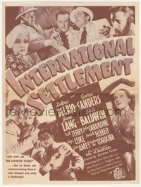 7b1309 INTERNATIONAL SETTLEMENT herald 1938 George Sanders, Dolores del Rio, Carradine, ultra rare!