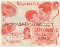 7b1316 MR. LUCKY herald 1943 Cary Grant w/pretty Laraine Day, he's got that look in his eye, rare!