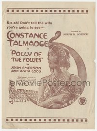 7b1320 POLLY OF THE FOLLIES herald 1922 great art of Constance Talmadge on the moon, ultra rare!