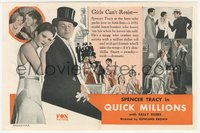 7b1324 QUICK MILLIONS herald 1931 Marguerite Churchill can't resist rich Spencer Tracy, ultra rare!