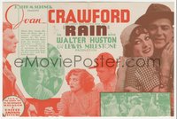 7b1325 RAIN herald 1932 great close up of Joan Crawford as prostitute Sadie Thompson, ultra rare!