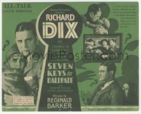 7b1328 SEVEN KEYS TO BALDPATE herald 1929 art of shadow menacing Richard Dix & Seegar, ultra rare!