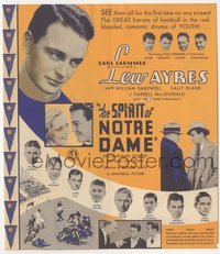 7b1330 SPIRIT OF NOTRE DAME herald 1931 great images of college football player Lew Ayres!