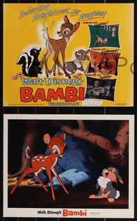 7b1078 BAMBI 9 LCs R1975 Walt Disney cartoon deer classic, great art with Thumper & Flower!