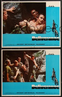 7b1117 DELIVERANCE 8 int'l LCs 1972 Jon Voight, Burt Reynolds, Ned Beatty, John Boorman classic!