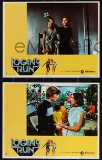 7b1181 LOGAN'S RUN 8 LCs 1976 great images of Michael York & Jenny Agutter, Charles Moll border art!