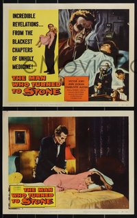 7b1186 MAN WHO TURNED TO STONE 8 LCs 1957 Victor Jory practices unholy medicine, cool horror images!