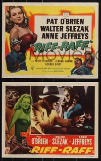 7b1202 RIFF-RAFF 8 LCs 1947 great images of Pat O'Brien & bad girl Anne Jeffreys, film noir!