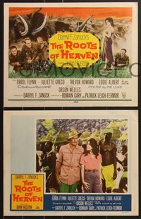 7b1207 ROOTS OF HEAVEN 8 LCs 1958 directed by John Huston, Errol Flynn & Trevor Howard in Africa!