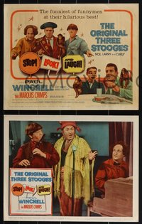 7b1218 STOP LOOK & LAUGH 8 LCs 1960 wild images of Three Stooges, Larry, Moe & Curly!