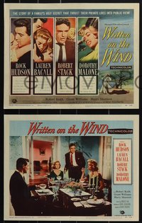 7b1236 WRITTEN ON THE WIND 8 LCs 1956 sexy Lauren Bacall, Rock Hudson & Robert Stack, Dorothy Malone!