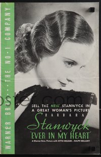 7b0006 EVER IN MY HEART pressbook 1933 Barbara Stanwyck in a great woman's picture, ultra rare!