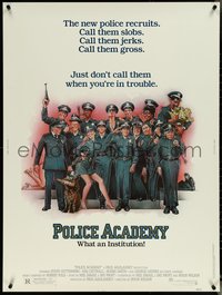 7c0044 POLICE ACADEMY 30x40 1984 Steve Guttenberg, Kim Cattrall and top cast, Struzan police art!