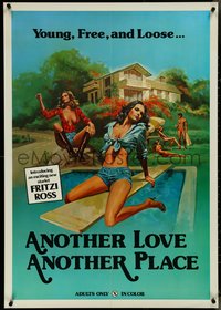 7c0047 ANOTHER LOVE ANOTHER PLACE 1sh 1978 art of young, free, loose & sexy women at swimming pool!