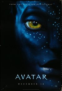 7c0240 AVATAR teaser 1sh 2009 James Cameron directed, Zoe Saldana, close-up image of Neytiri!