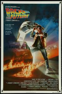 7c0249 BACK TO THE FUTURE NSS style 1sh 1985 art of Michael J. Fox & Delorean by Drew Struzan!