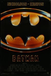 7c0255 BATMAN 1sh 1989 directed by Tim Burton, cool image of Bat logo, new credit design!