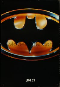 7c0254 BATMAN teaser 1sh 1989 directed by Tim Burton, cool image of Bat logo, matte finish!