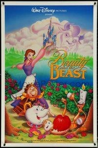 7c0258 BEAUTY & THE BEAST DS 1sh 1991 Walt Disney cartoon classic, art of cast by John Hom!