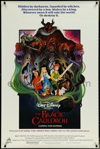 7c0267 BLACK CAULDRON advance 1sh 1985 first Walt Disney CG, cool fantasy art by Paul Wenzel!