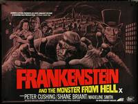 7c0009 FRANKENSTEIN & THE MONSTER FROM HELL British quad 1974 Hammer horror, art of killer monster!