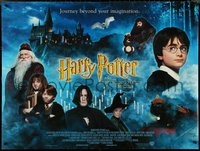 7c0010 HARRY POTTER & THE PHILOSOPHER'S STONE DS British quad 2001 cool cast montage image!