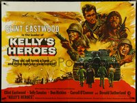 7c0011 KELLY'S HEROES British quad 1970 Clint Eastwood, Telly Savalas, Rickles, white box, rare!