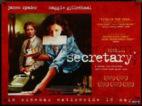 7c0023 SECRETARY advance British quad 2002 cool image of James Spader & Maggie Gyllenhaal!