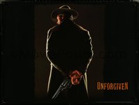 7c0028 UNFORGIVEN teaser British quad 1992 classic image of Clint Eastwood with his back turned!