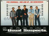 7c0029 USUAL SUSPECTS DS British quad 1995 Kevin Spacey covering watch, Baldwin, Byrne, Palminteri!