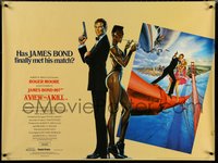 7c0030 VIEW TO A KILL British quad 1985 Moore as James Bond & smoking Grace Jones by Goozee!