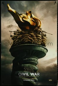 7c0289 CIVIL WAR teaser DS 1sh 2024 Nick Offerman, Statue of Liberty torch, Spring 2024, rare!