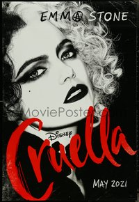 7c0292 CRUELLA teaser DS 1sh 2021 Walt Disney, image of Emma Stone in the title role, ultra rare!