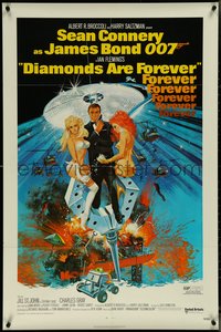 7c0307 DIAMONDS ARE FOREVER 1sh 1971 McGinnis art of Sean Connery as James Bond 007!