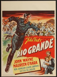 7c0793 RIO GRANDE Dutch 1952 artwork of John Wayne running with sword, directed by John Ford!