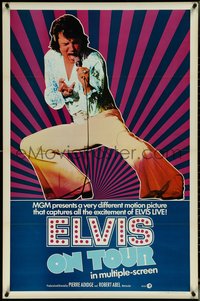 7c0323 ELVIS ON TOUR int'l 1sh 1972 classic artwork of Elvis Presley singing into microphone!