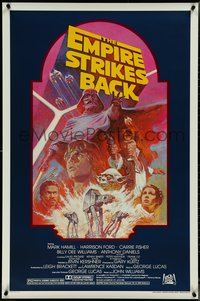 7c0327 EMPIRE STRIKES BACK studio style 1sh R1982 George Lucas sci-fi classic, cool artwork by Tom Jung!