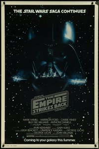 7c0325 EMPIRE STRIKES BACK studio style advance 1sh 1980 George Lucas, Darth Vader head in space!