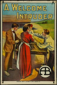 7c0169 WELCOME INTRUDER English 1sh 1913 Anthony O'Sullivan Biograph short, art of man with family!