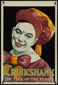 7c0170 CRUIKSHANK English double crown 1910s great Bustin art of the clown in makeup, ultra rare!