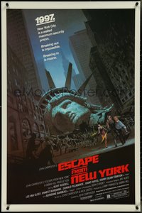 7c0331 ESCAPE FROM NEW YORK studio style 1sh 1981 Carpenter, Jackson art of decapitated Lady Liberty!