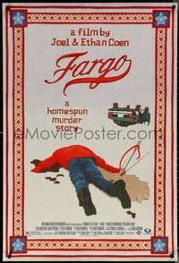 7c0337 FARGO DS 1sh 1996 a homespun murder story from Coen Brothers, Dormand, needlepoint design!