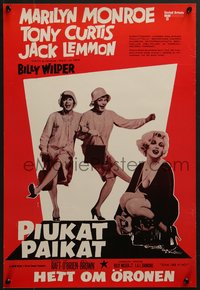 7c0795 SOME LIKE IT HOT Finnish R1970s Marilyn Monroe, Tony Curtis & Jack Lemmon in drag, ultra rare!