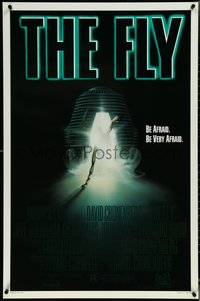 7c0344 FLY 1sh 1986 David Cronenberg, Jeff Goldblum, Geena Davis, cool creepy sci-fi art by Mahon!