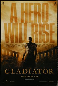 7c0359 GLADIATOR teaser DS 1sh 2000 a hero will rise, Russell Crowe, directed by Ridley Scott!