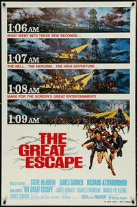 7c0372 GREAT ESCAPE int'l 1sh R1980 Steve McQueen, Bronson, Sturges WWII classic!