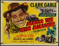 7c0926 ACROSS THE WIDE MISSOURI style A 1/2sh 1951 Clark Gable & sexy Maria Elena Marques, rare!